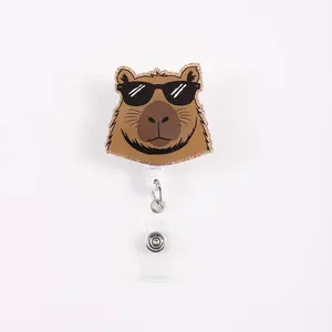 1pc Badge Reel Retractable ID Holder Clip, Cute Sloth Sunglasses Design, Stylish Work Card Holder, Perfect for Office Use