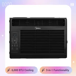 Midea 6000 BTU Window Air Conditioner MAW06R1WBL-T, Like New Black AC Unit with ComfortSense Remote, 3-in-1 Cooling Dehumidifier Fan for Bedrooms Living Rooms Home Office, Fits Windows 23-36" Wide, Open Box Premium Condition