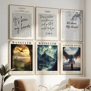 Empyrean World Map Unframed Poster, Fourth Wing Quote Poster, Fantasy Bookish Decor, Iron Flame Onyx Storm Dragon Rider Quote Print, BookTok Fan Gift home wall high-definition Artwork Decoration