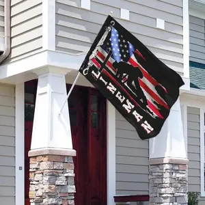 Lineman American Flag Banner, Electrician Patriotic Wall Decor, Utility Worker Gift, USA Flag Man Cave Garage Decor, Gift for Lineman