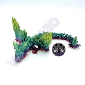 Flexible Articulated Crystal Wing Dragon Serpent | 3D Printed Figurine