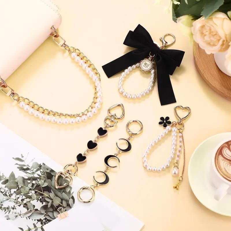 5 Pcs Bag Extender Chain Pearl Purse Chain Ribbon Bow Keychain Extender Bag Strap Purse Charms Accessories for Handbag 5 Pcs Bag Extender Chain Pearl Purse Chain Ribbon Bow Keychain Extender Bag Strap Purse Charms Accessories for Handbag