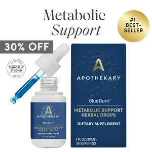 Apothékary Blue Burn - Metabolic Support Liquid Herbal Drops* | Antioxidant Rich, Alcohol-Free, Clinically-Tested, Certified Gluten-Free, PETA Certified Vegan & Cruelty-Free, Third Party Tested, Plant-Based, Made in the USA
