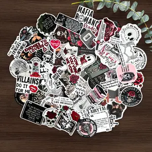 Dark Romance Book Reader Stickers Vinyl Waterproof Decals for Decorating Kindle Laptop Phone Water Bottle Gothic Style Decor Pack of 10-40 Random Bookish Stickers
