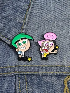 Cartoon Character Design Brooch, Cute Friendship Enamel Pin for Backpacks, Jeans, Scarves, Hats Decoration, Fashion Accessories for Women & Men, Flower Brooch Pin