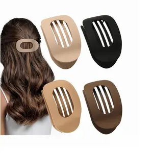 4 Pcs Flat Round Hair Clips for Women – Non-Slip Curved Design, Vintage Simple Niche Hair Accessories, Claw Clips & Hair Barrettes Set
