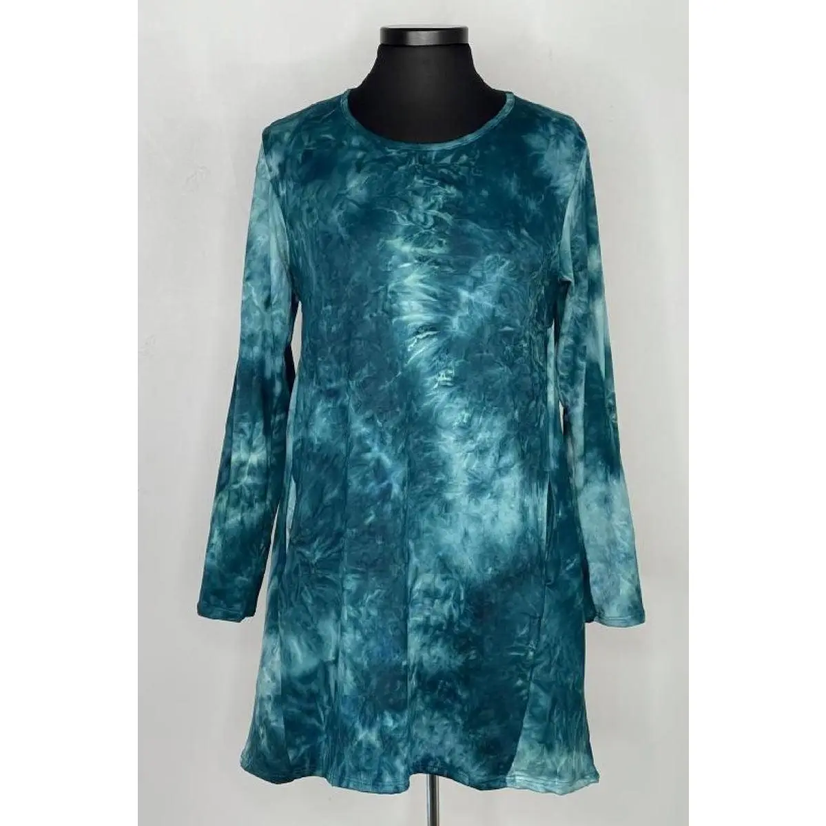 Teal 2AM Long Sleeve Tie Dye Tunic with Pockets