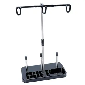 Light Weight Thread Stand - 3 Spools Holder for Domestic (Home-Base) Embroidery and Sewing Machines - Four Colors for Choices - Black