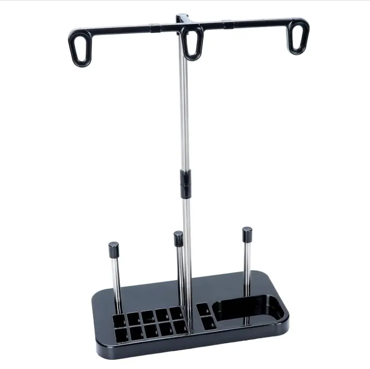 Light Weight Thread Stand - 3 Spools Holder for Domestic (Home-Base) Embroidery and Sewing Machines - Four Colors for Choices - Black
