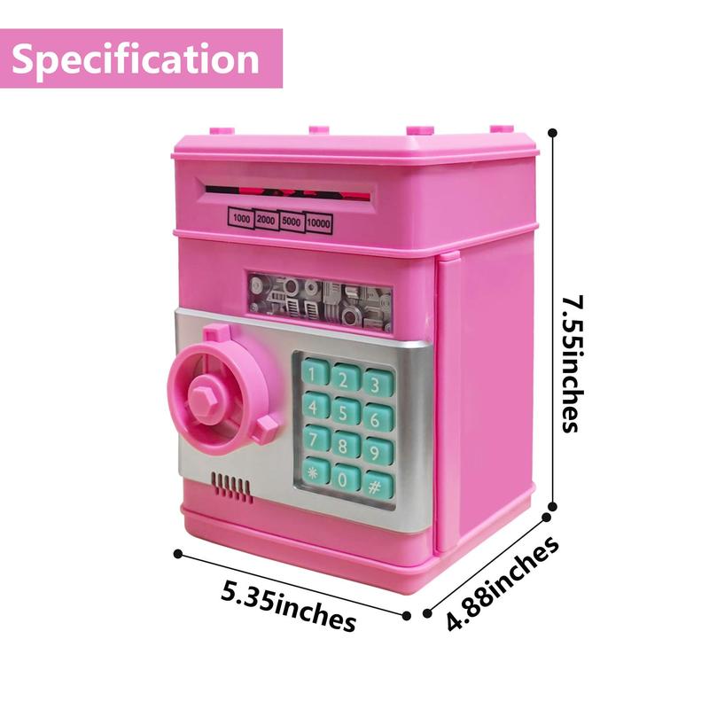 Pink Piggy Bank for Kids with Password Code Lock and Auto Grab Bill Slot, Real Money Cash Coin Can Saving Box Electronic Money Safe Bank, Hot Gift for 4 7 8 9 10 11 Year Old Boys Girls