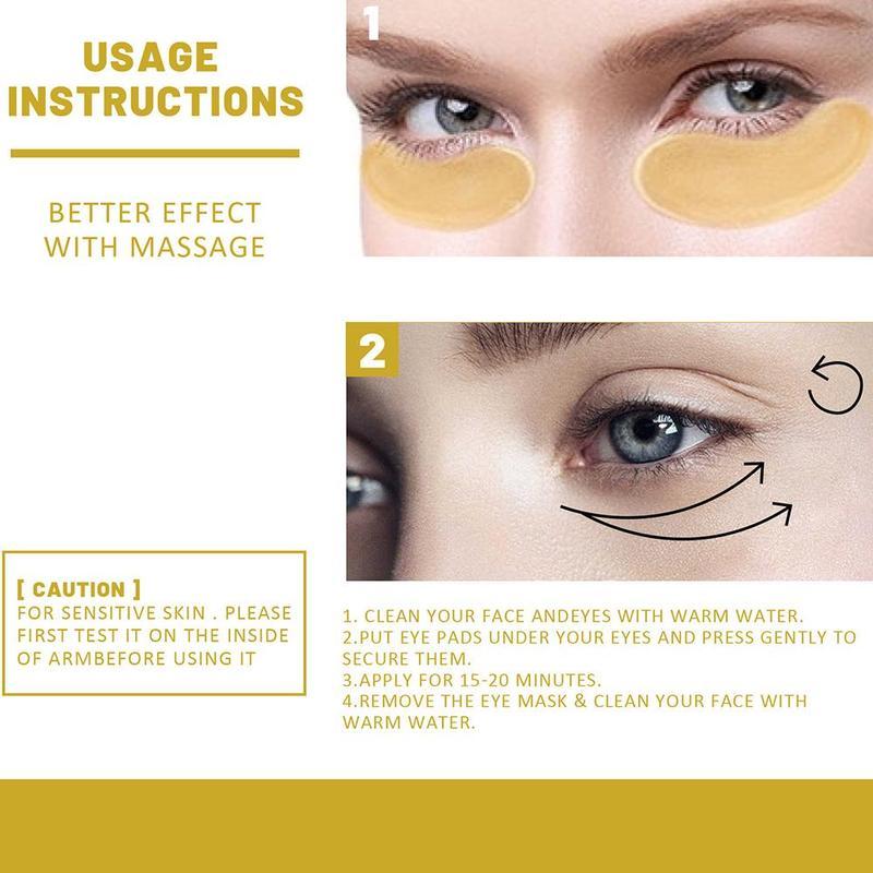 60pcs 24k Gold Eye Mask Moisturizing Firming Nourishing Area Eye Gel Treatment Cream HydratingPatch Dark Circles Bags Puffiness & Wrinkdes Refresh Your Skin Eye Patches Under Eye