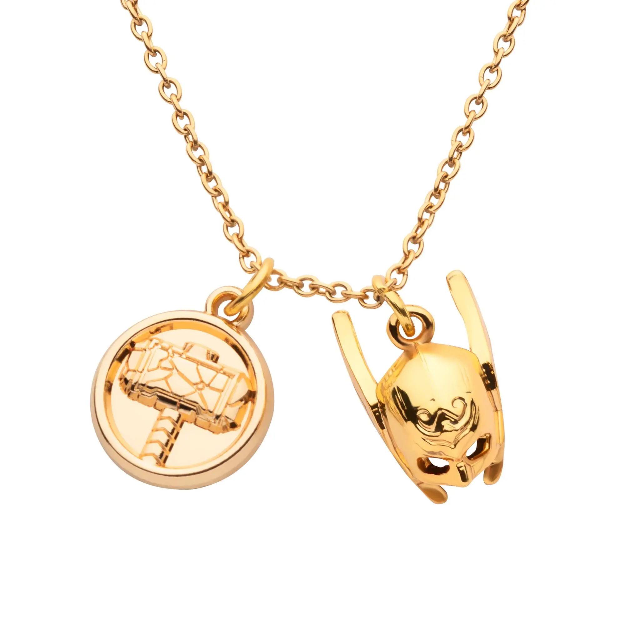 Marvel Thor: Love and Thunder Mighty Thor Double Pendant Necklace, Necklace Design, Officially Licensed, Premium Steel, Double Pendants