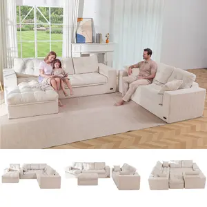 【3 Packs Shipped】MAXYOYO Modular Sectional Sofa with Ottoman and Loveseat, Cloud Boneless Couch with Layered Cushion, Flexible Module Combination Sofa for Living Room, No Assembly Required | Cloud Sofa | Compressed Sofa | summervibe | Living Room