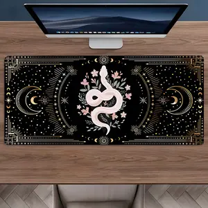 Unique Snake  Floral Large Gaming Mouse Pad,Aesthetic Desktop Drotection Pad,Washable Rubber Pad Non-Slip Lock Edge Multi-Size Mouse Pad Suitable For Home Office,Good Gift for Family and Friends