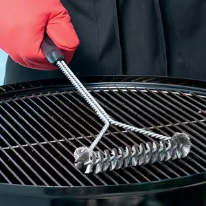 Stainless Steel BBQ Grill Cleaner Brush, Non-Stick Pot Scrubber, Outdoor Grilling Accessories, Wire Brush for Grill Racks and Baskets, Barbecue Utensils, BBQ Tools