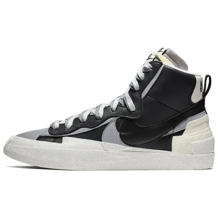 Nike X Sacai Blazer Mid Black Grey' Comfort Skate Shoes Unisex BV0072-002