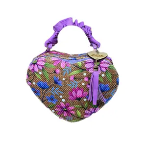 Heart Shape Crossbody Bag in Flowers Desing