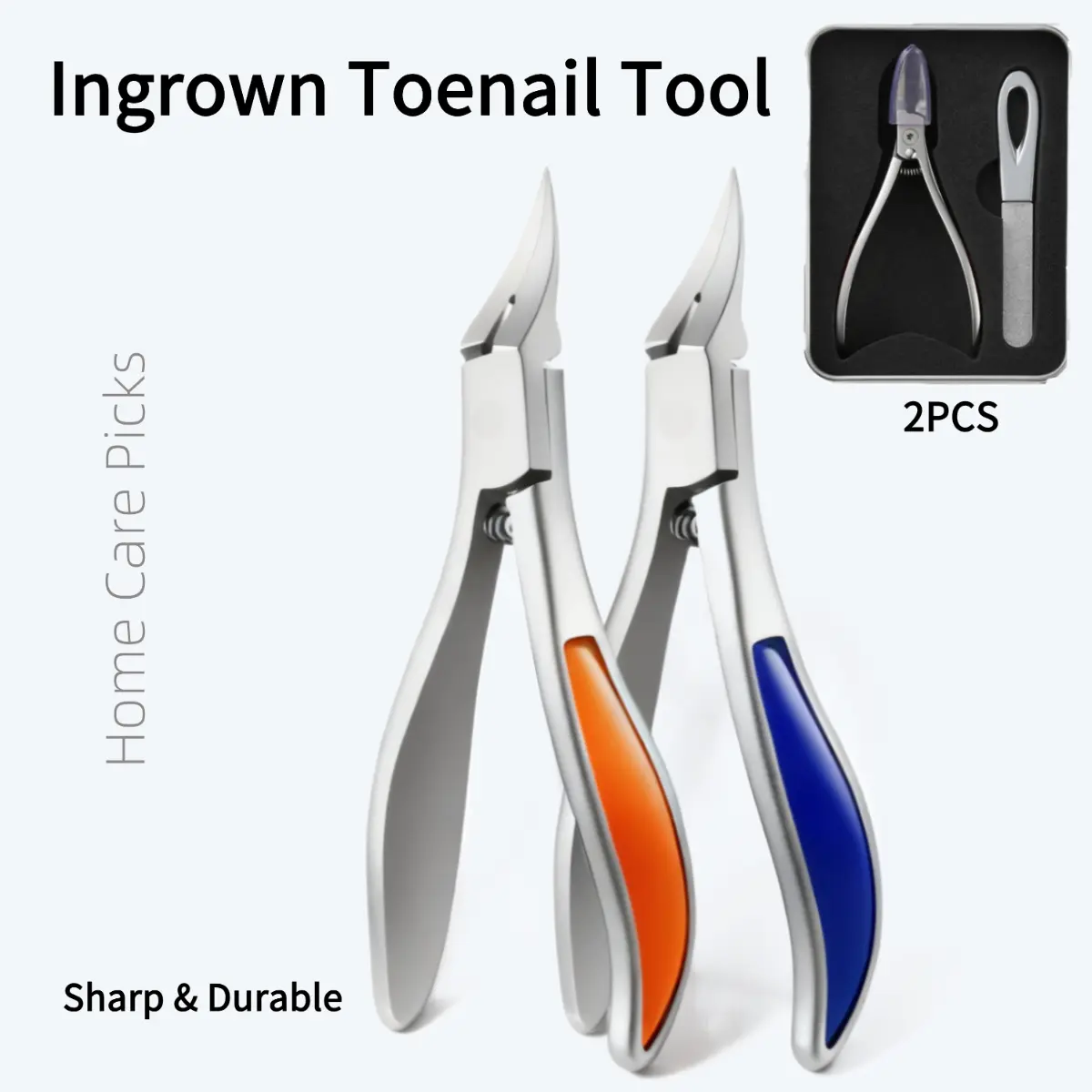Cutics 2-Piece Gift Set for Manicure - Durable & Easy to Use Nail Tools with Eagle's Beak Shape for Thick & Ingrown Nails - Available in Blue & Silver Colors