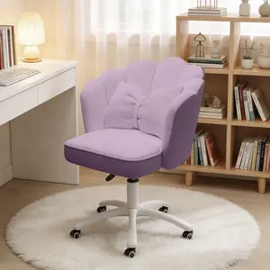 【Spring Glow Up】Office Chair Cute Petal Desk Chair, Modern Fabric Home Butterfly Chairs Height Adjustable Chair Makeup Chairs Computer Chairs