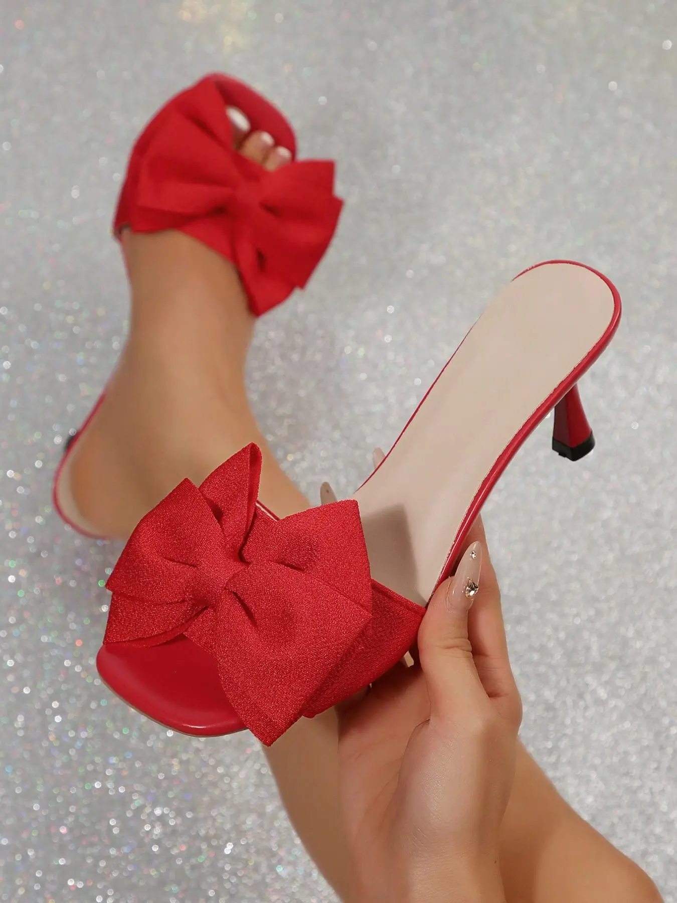 Summer Fall Women's Butterfly Knot Stiletto High Heel Elegant Sandals, Fashionable French Style, Perfect for Dates, Shopping, Business, Parties, Party Footwear, Elegant Party Shoes