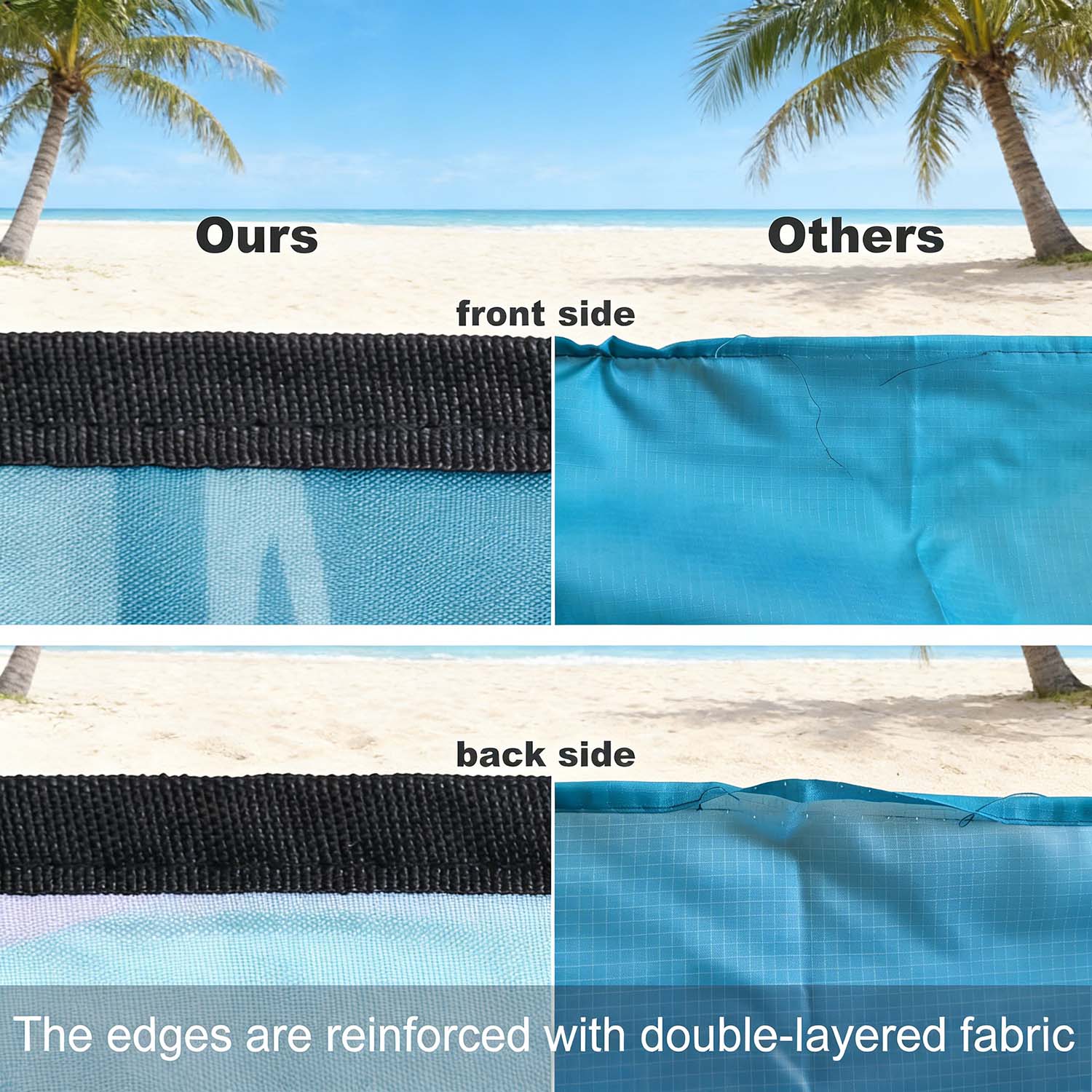 Waterproof Sandproof Beach Blanket, 79" X 83"/10'x9' Oversized Beach Mat for 2-8 Adults, Quick Drying Outdoor Picnic Mat, Portable Beach Accessories for Travel Camping Hiking