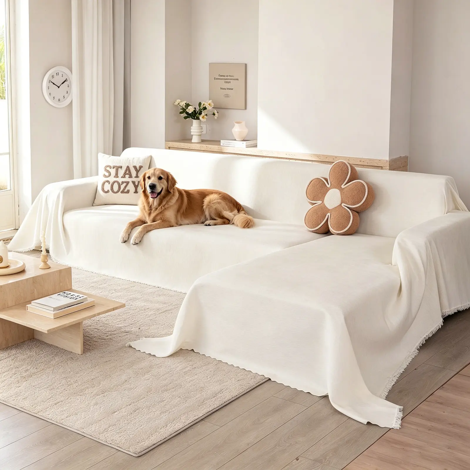 Easy-Going Sectional Couch Covers, 2 Pieces L Shaped Couch Covers for Dogs Pet-Friendly Sofa Blanket for Sectional Couch, Washable Sectional Sofa Slipcovers Furniture Covers