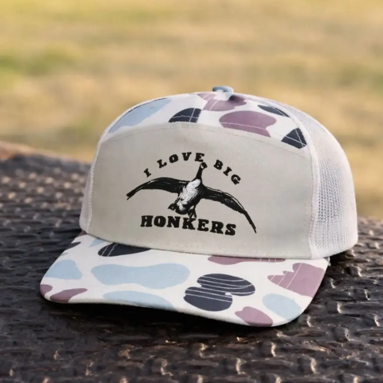 Goose Hunting Hat, I Love Big Honkers Cap, Funny Hunting Hat, Waterfowl Hunter Gift, Embroidered Trucker Hat, Duck Hunting Hat