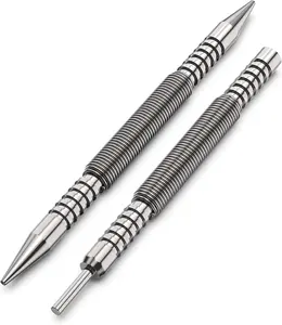 Spring Loaded Nail Set Tools,2-PCS Dual Head Nail Setter and Hinge Pin Punch Set, Hammerless 1/16″& 3/32″Spring Nail Set, Super Strong Force Door Pin Removal Tool