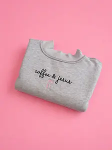 Tilly Coffee & Jesus Embroidered Reversible Oversized Mockneck Crew