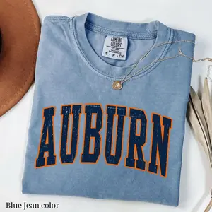 Comfort Colors Vintage Auburn T-shirt, Trendy Outfits Game Day Style 2025 Gift Fan, Collegiate Spirit Wear, Soft Fit Sporty, Football Gift For Her Or Him