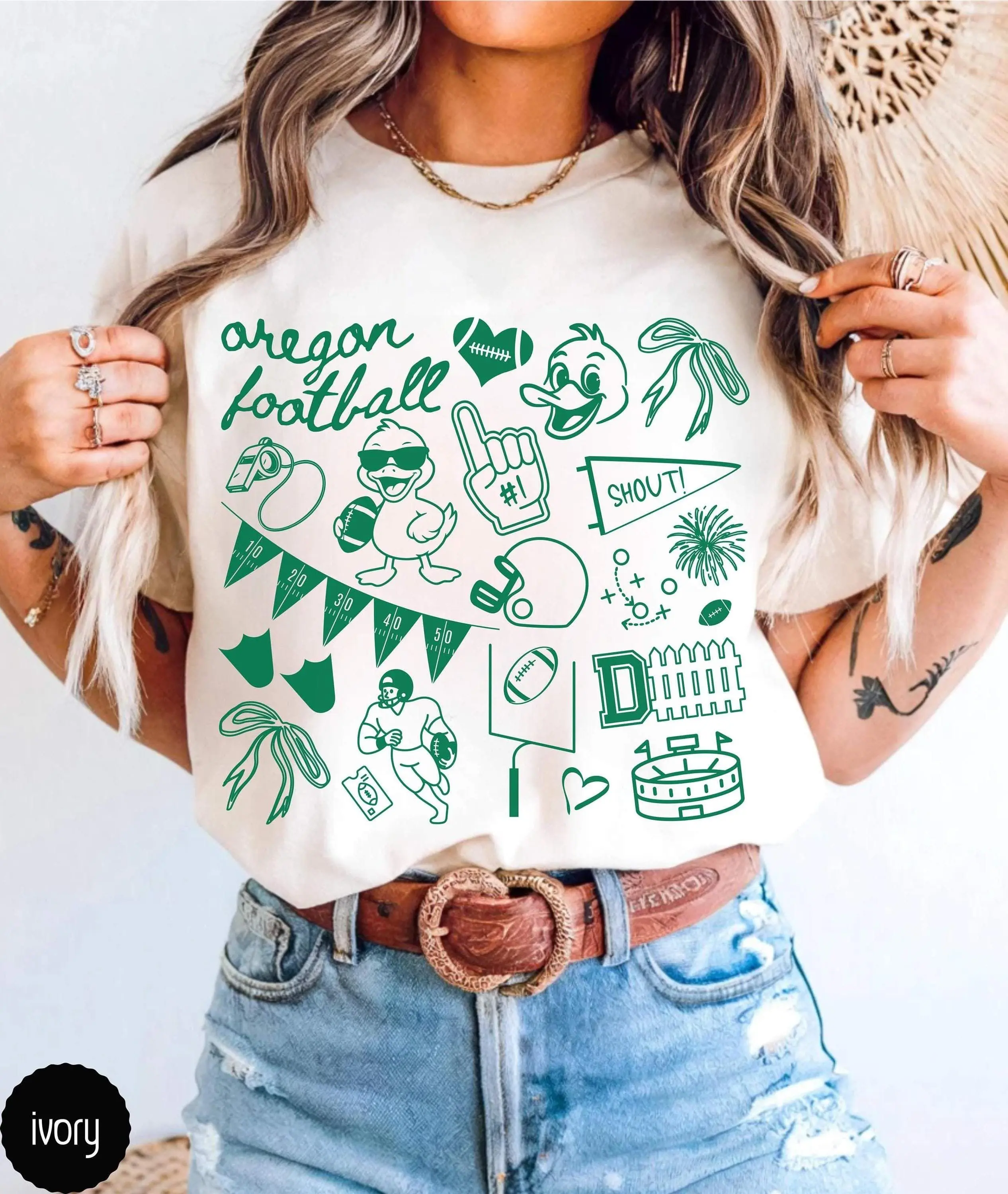 [Sale Up To 50%] Oregon Football Doodle Comfort Colors T Shirt,Cute Trendy Oregon Football Shirt,Oregon Game Day Tee Shirt,Gift for Oregon Football Fan Gift