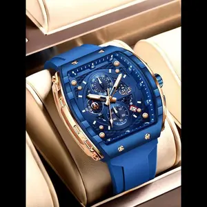 Men's Sporty Waterproof Quartz Watch, Fashionable Luminous Watch with Calendar Display for Party, Daily Clothing Decor, Trendy All-match & Exquisite Watch for Gift with Box, Valentine's Day for Him, Watches for Men