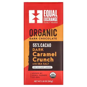Equal Exchange Organic Dark Chocolate, Caramel Crunch with Sea Salt, 55% Cacao, 2.8 oz (80 g)