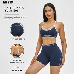 MFVIM women’s two-piece color-block yoga set, high-waisted slim-fit casual fitness wear for general gym training, sports-casual outfit set