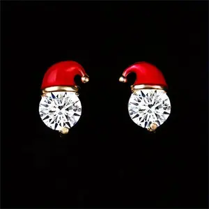 1 Pair Cute Santa Claus Stud Earrings - Christmas Jewelry for Women with Christmas Hat, Festive Holiday Accessories, Dangle Earrings for Xmas Party