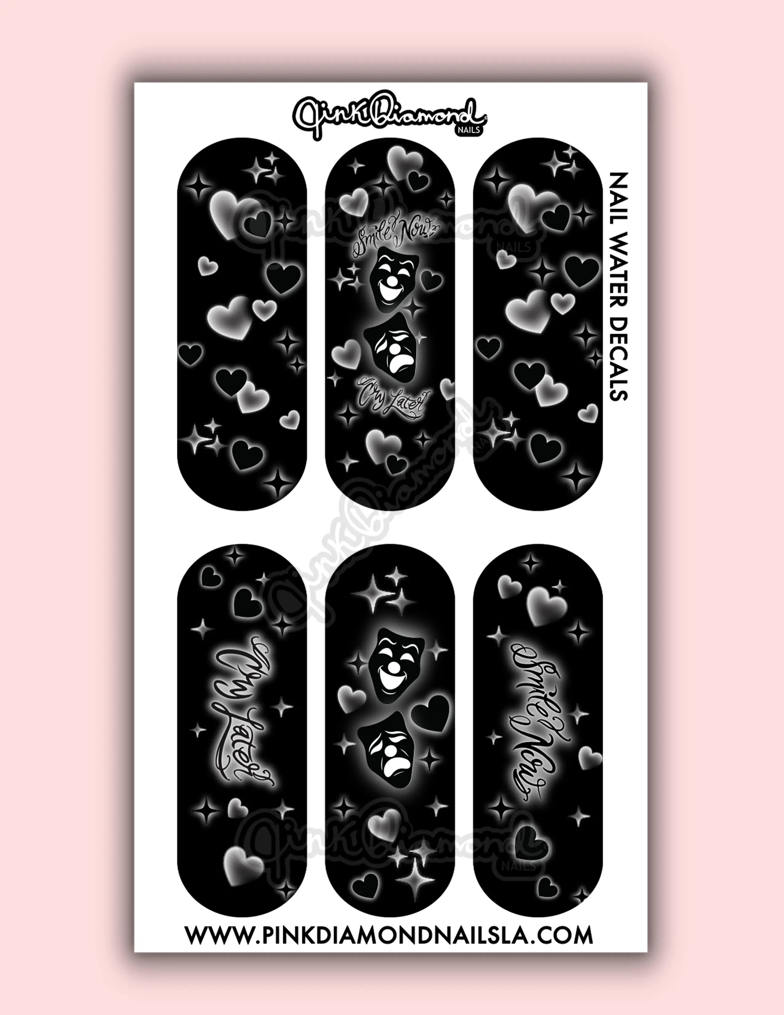 Nail art water decals Smile now cry later airbrush by pink diamond nails la water decals