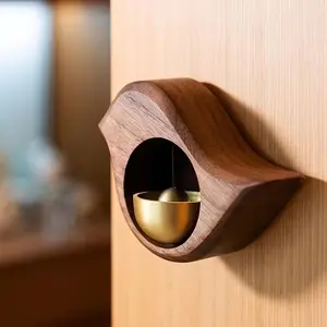 Decorative Copper Wooden Doorbell, Aesthetic Room Hanging Bell, Stress Relief Wind Chime, Fir Tree Design, Made in China