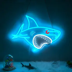 Shark LED Neon Sign, Dimmable USB Powered Wall Night Light for Bedroom, Game Room, Man Cave, Shark Wall Decor, Birthday Christmas Gift for Boys and Men, 15 x 11.5 inch