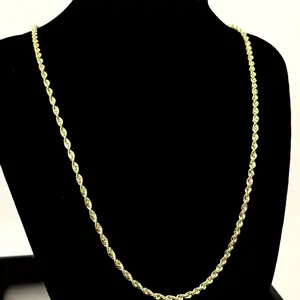 14K Gold 3mm Rope Chain Hollow - Elegant and Durable Jewelry for Everyday Wear