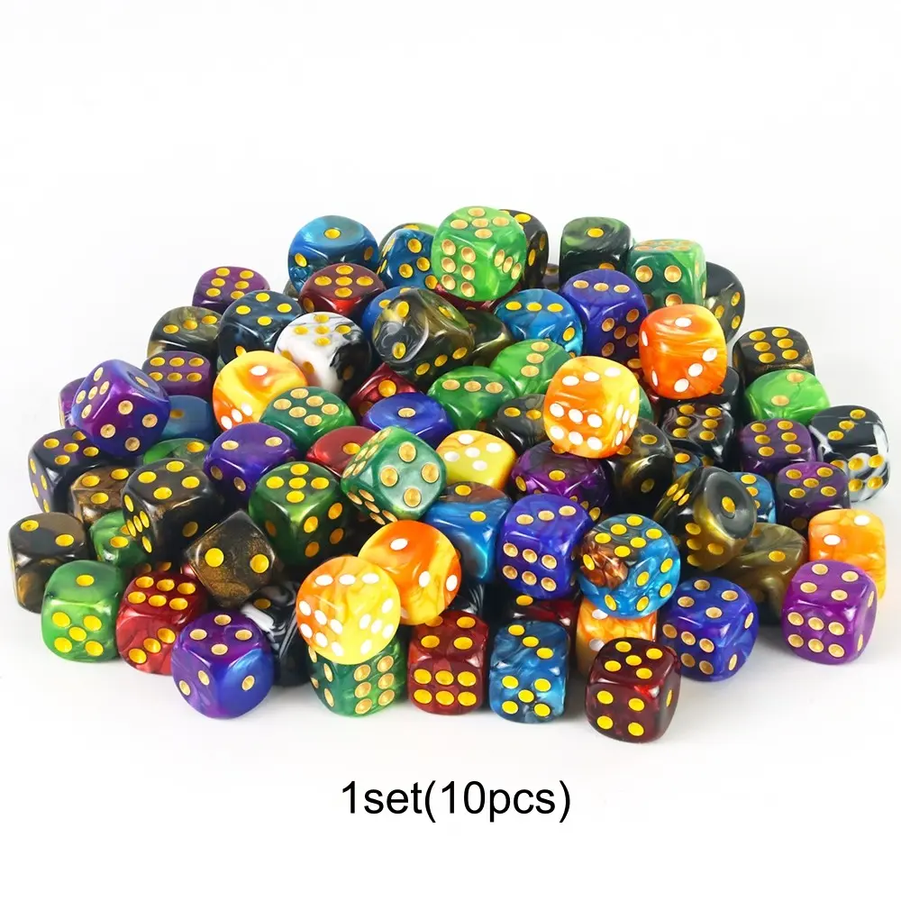 Mini 6-Sided Dice Set, Dice Bulk, Dual Color Dices with Standard Pips, 12mm Rounded Corners, Perfect for Board Games, 10 Pieces
