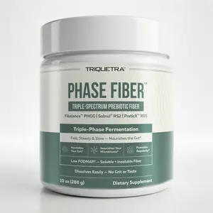 Phase Fiber Prebiotic Powder | Triple Phase Fermentation | Low FODMAP Certified | Three Premium Branded Prebiotics | Vegan Gut Support Formula (30 Servings)