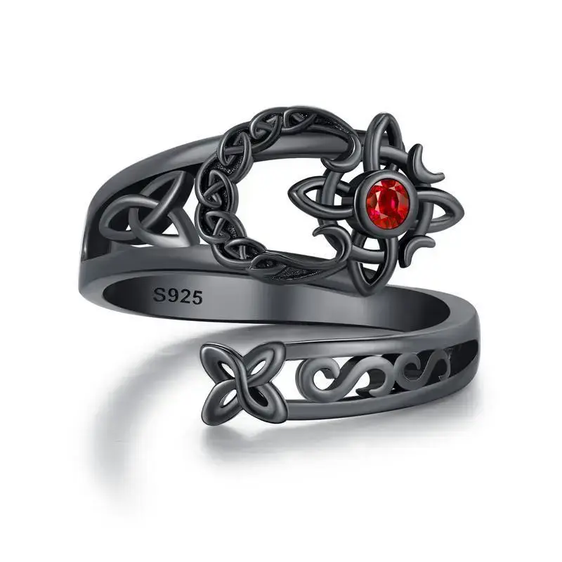 September Laurel  S925 Witches Knot Ring, Celtic Knot Protection Ring, Nudo de Bruja Plata 925 Sterling Silver Witchy Jewelry for Women, Boho Statement Ring, Rings