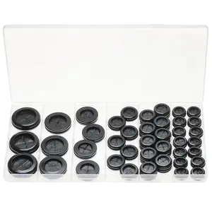 Rubber Grommets for Wiring, Rubber Grommet Kit in 6 Sizes for 5/8", 13/16", 7/8", 1", /16", 1-1/2" Drill Hole, 51 count Black Double-Sided Rubber Plug Solution for Wire Protection