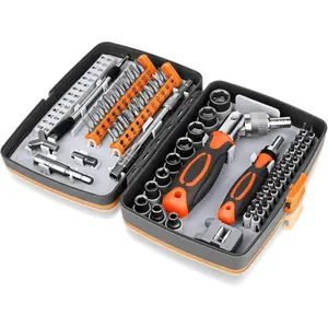 Ratcheting  Set -  68 in 1 Socket Set &   Bit Set with Rotatable Ratchet Handles,extensions bar and Storage Case for ///Electronics Maintenance