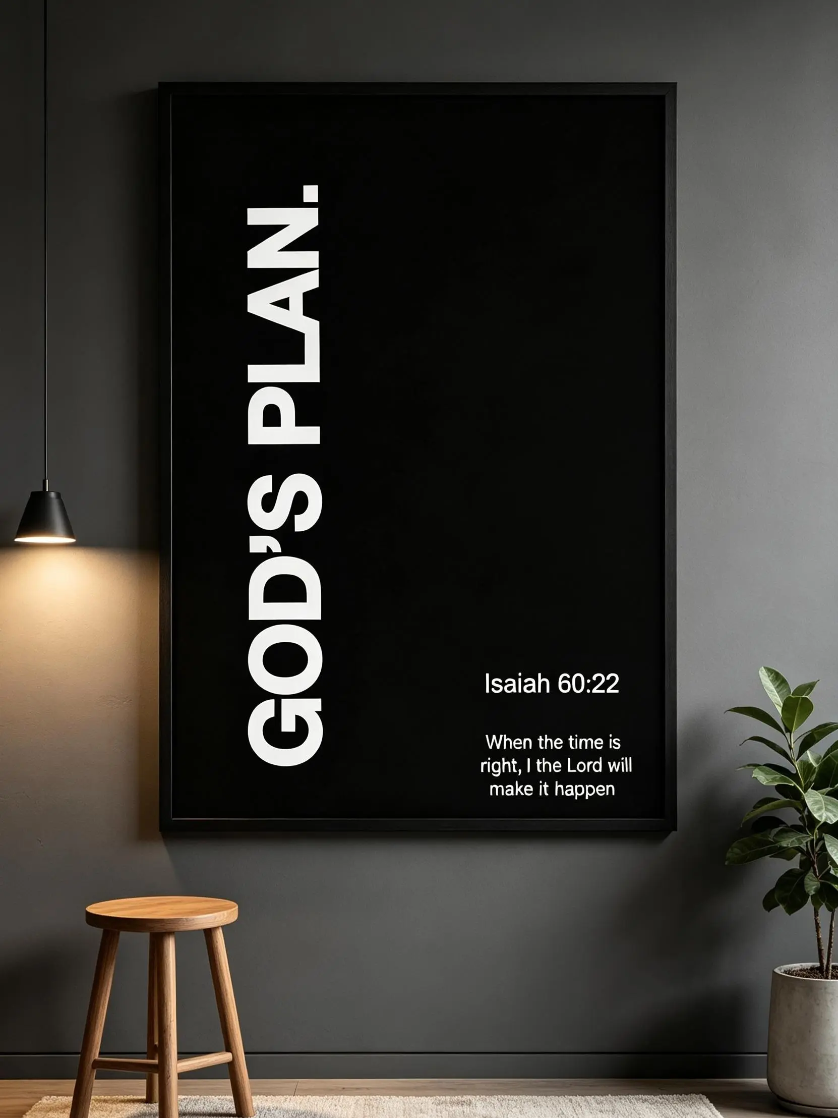 God's Plan Isaiah 60:22 Scripture Text Canvas Wall Art - Framed or Unframed Christian Print, Inspirational Bible Verse Home Decor Items, 1-Piece Christian Gift for Home Office