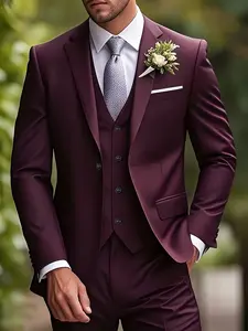 Elegant Men'S 3pcs Suit - Slim Fit Tuxedo Set for Weddings & Formal Occasions, Black Suit with White Shirt & Pants, Perfect for Office Meetings and Elegant Events, Formal Attire, Formal Suit Ensemble, Formal Wear|Slim Fit Suit|Durable Wedding Wea