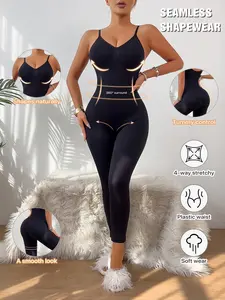 Women's Plain Slimming Bodysuit, Long Pants Style, Tummy Control, High Waist Shapewear, Casual All Season Wear, Medium Fabric Thickness, Sexy Style