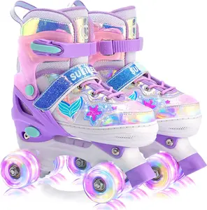 SULIFEEL 4-Size Adjustable Roller Skates for Kids Boys, Light Up Flashing Wheels Design, Suitable for Ages 3-5, 5-8, 6-12, Safe Beginner Skates, Perfect Gift for Indoor Outdoor Sports