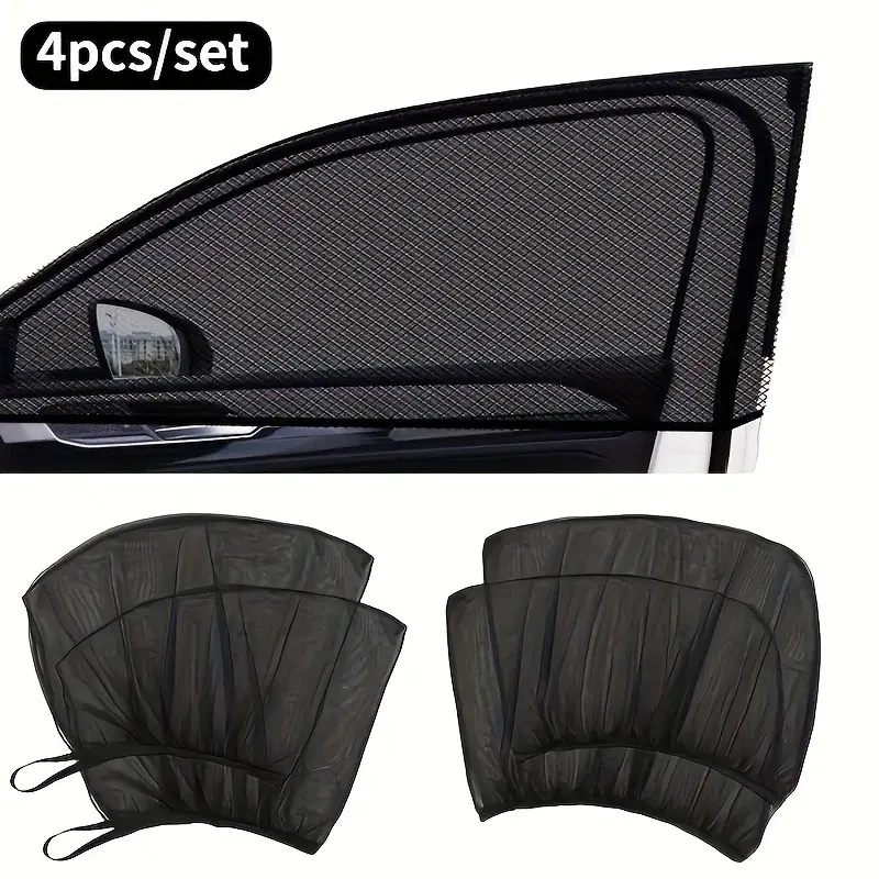 Car Window Mosquito Net Sun Shade, 2-Pack Breathable Mesh Curtain, Blocks Bugs & UV, Universal Side Window Cover for SUV Truck