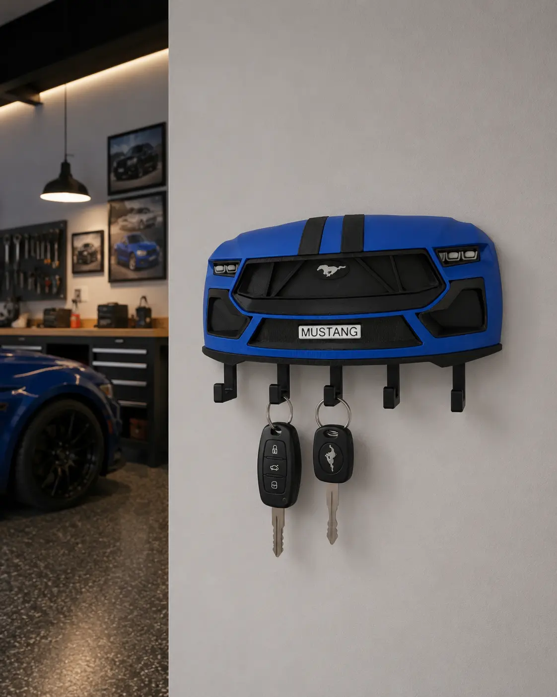 Muscle Car Key Holder 3D Printed Wall Key organizer. Designed to keep your keys organized while adding a unique automotive touch to your home, office, garage or workspace.